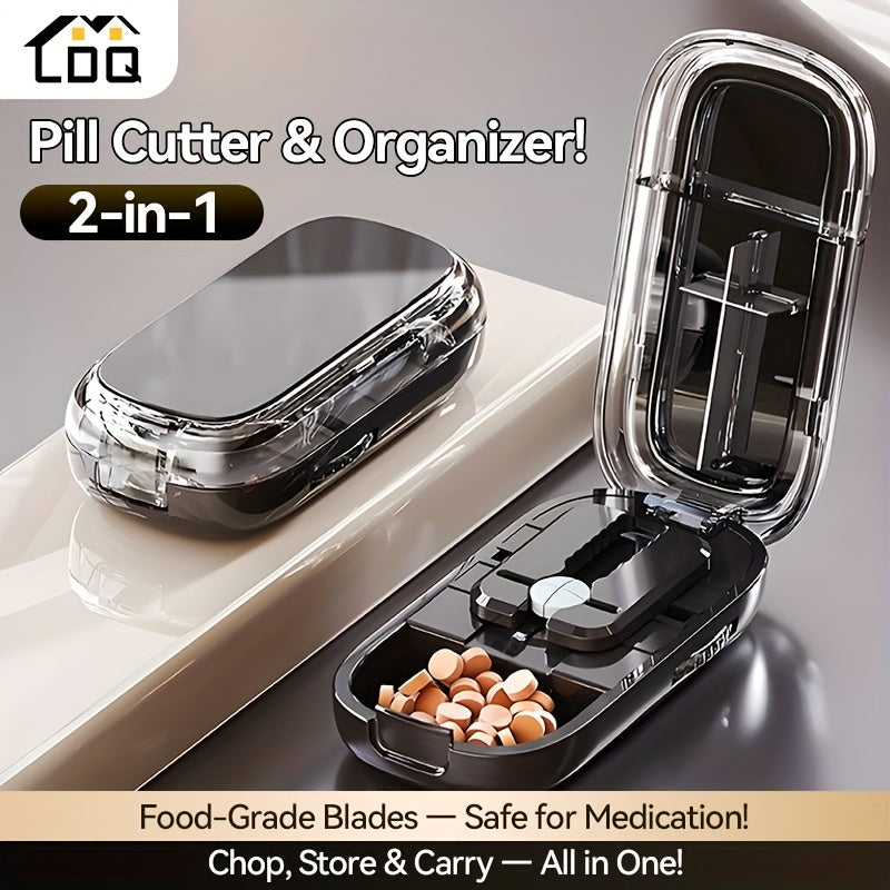 LDQ Pill Cutter & Portable Dispenser - Accurate Tablet Splitter & Organizer