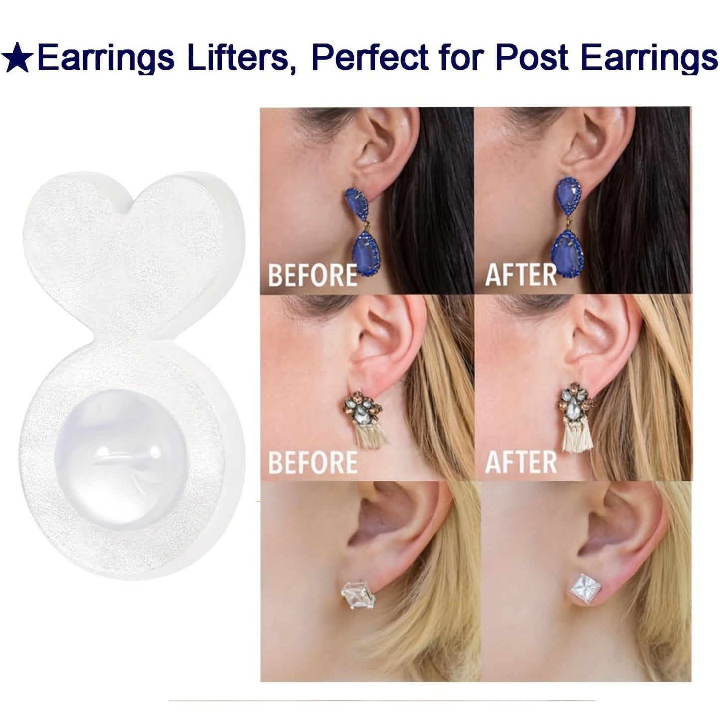 6pcs Silicone Earring Lifters - Enhance Comfort & Prevent Drooping