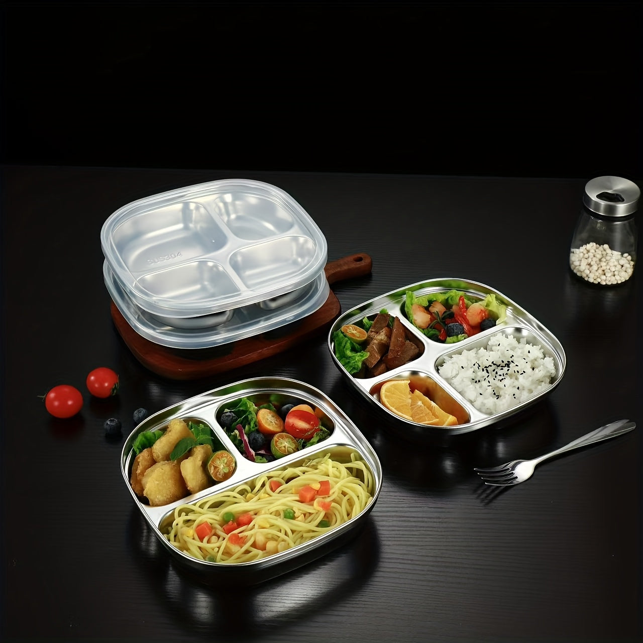 Stainless Steel Plate with PP Lid - Ideal for Kitchens, Restaurants & Parties