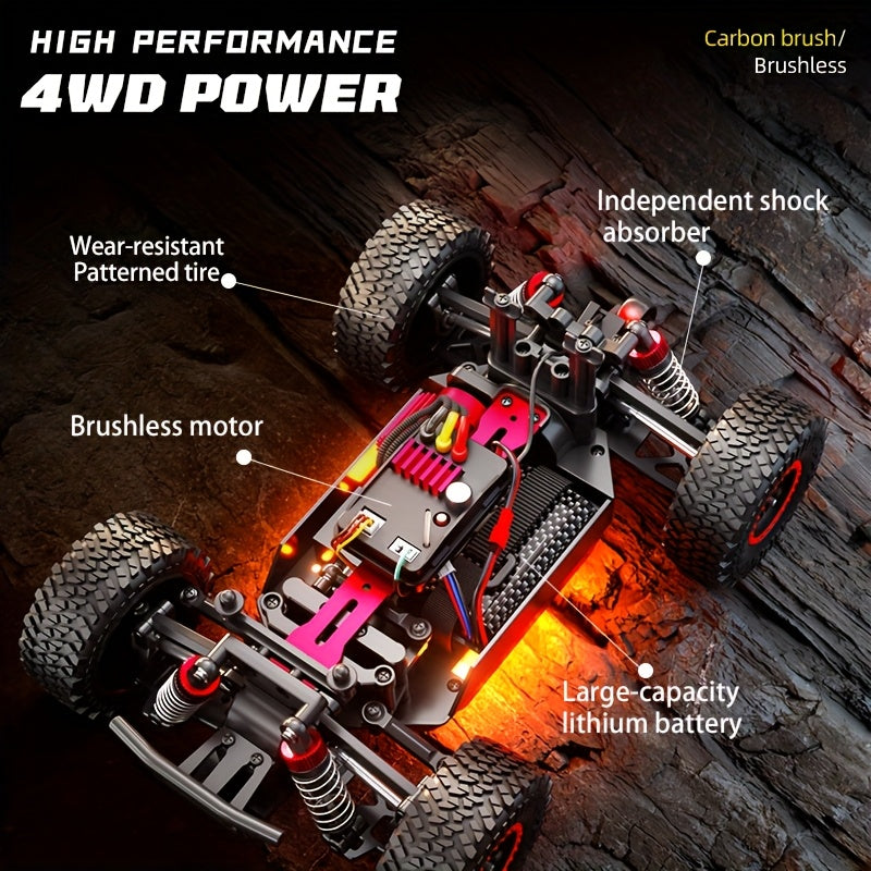 Premium SG202MAX 4WD Brushless RC Car - Metal Gears, Slip-Resistant Tires, HD Night Lights