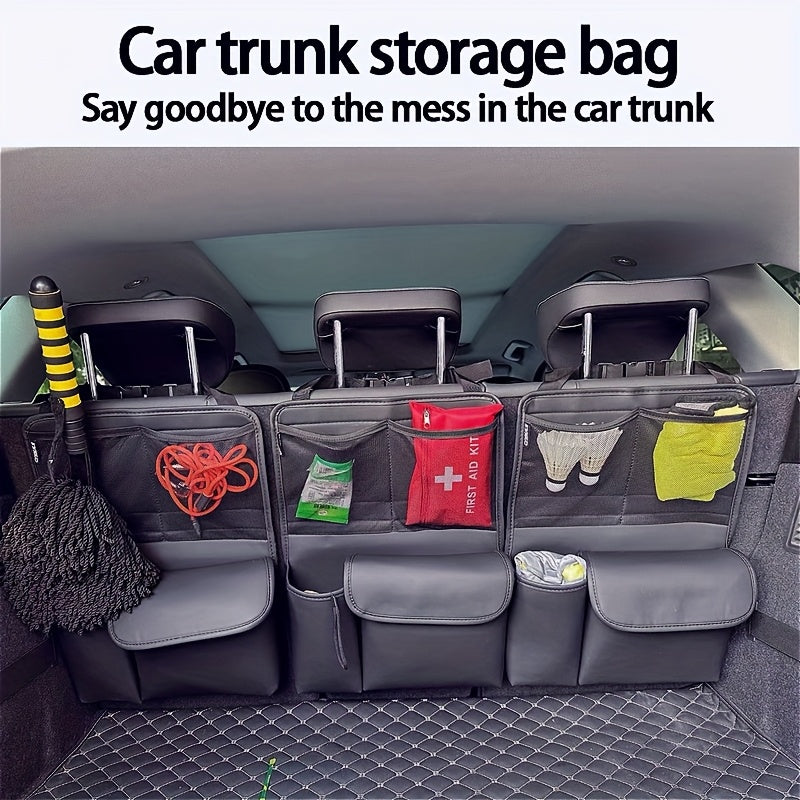 Faux Leather Multi-Function Car Storage Bag - SUV Trunk & Seat Organizer