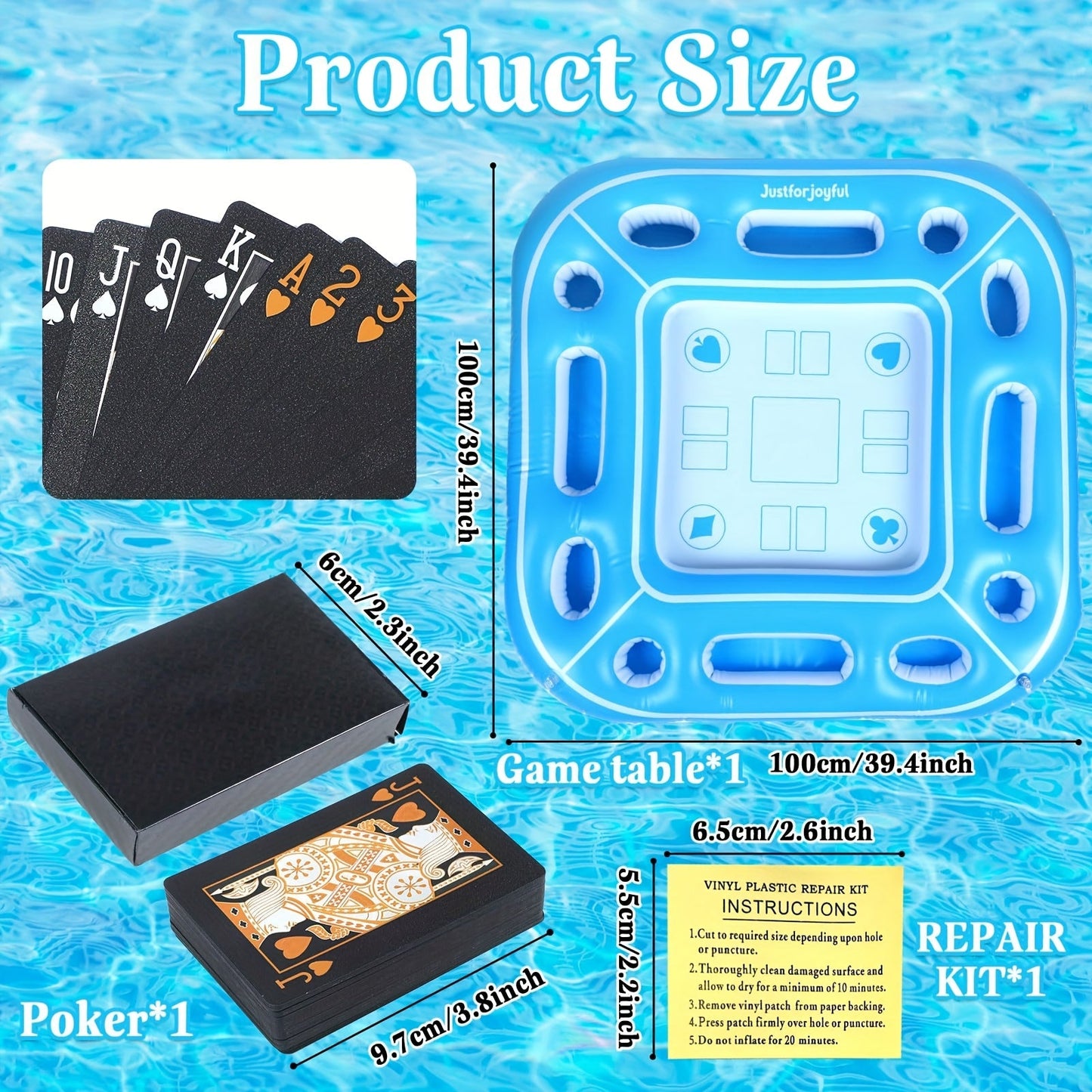 Large Inflatable Pool Card Table with Waterproof Cards & Cooler
