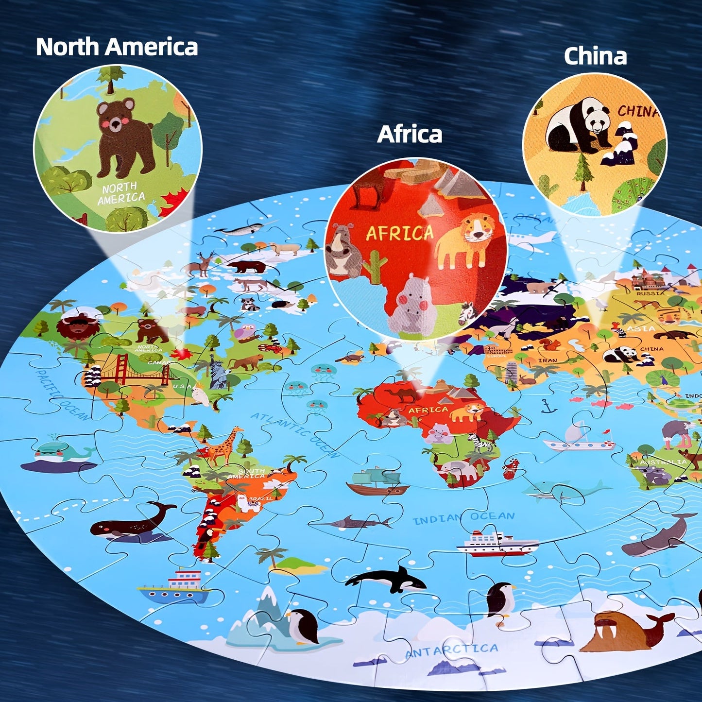 70pcs Animal Floor Puzzle – Educational Circular Design with Vibrant Patterns – Durable and Ideal for Early Learning & Family Interaction