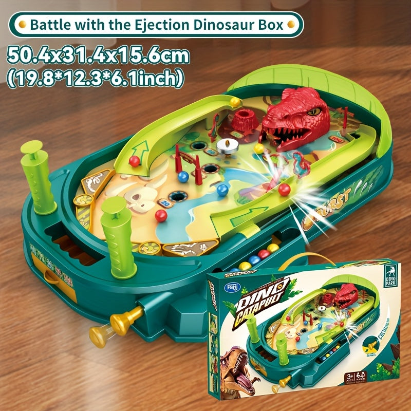 1pc Dinosaur Pinball Battle Table Game - Interactive Multi-in-1 Toy with Launch Marbles & Dinosaur Figure, Perfect STEM Gift for Kids, Skill Development