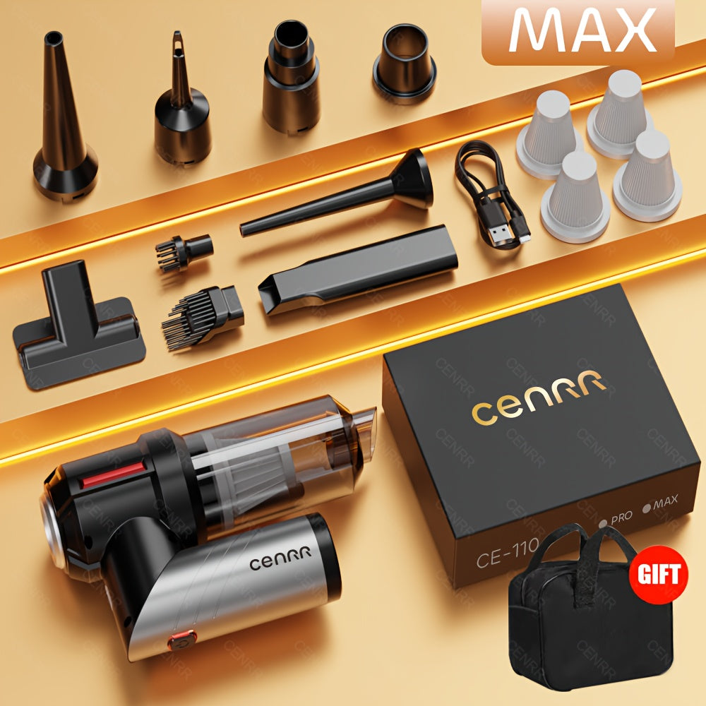 CENRR 16000PA Foldable Car Vacuum Cleaner | 100W Brushless Motor | 9 Attachments | Ultra Quiet 75dB | Wireless Handheld Auto/Home Cleaning