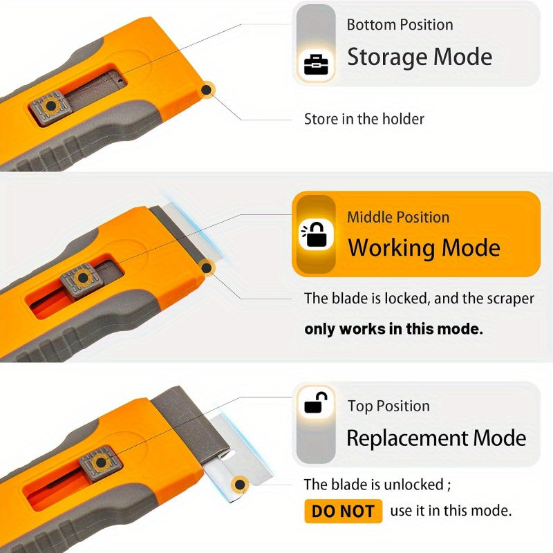10-Blade Adhesive Removal Scraper Tool with Tail - Versatile Glass & Surface Cleaner
