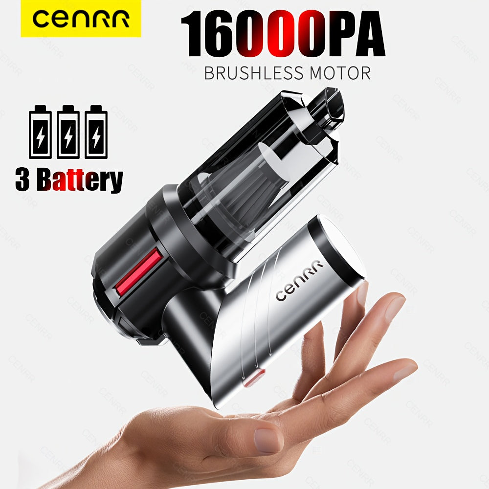 CENRR 16000PA Foldable Car Vacuum Cleaner | 100W Brushless Motor | 9 Attachments | Ultra Quiet 75dB | Wireless Handheld Auto/Home Cleaning