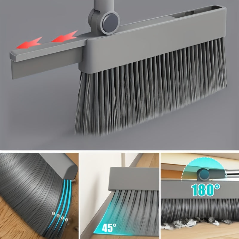 4-In-1 Foldable Broom And Dustpan Set - Compact Design for Easy Home Cleaning