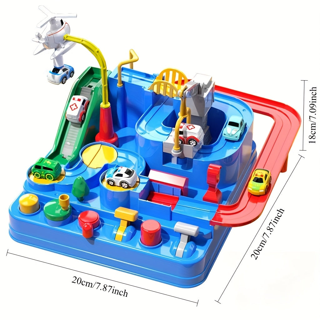 Adventure Track Playset with Magnetic Cars - Educational City Rescue Toy for Kids, Includes 3 Mini Vehicles, Perfect Gift for Boys & Girls
