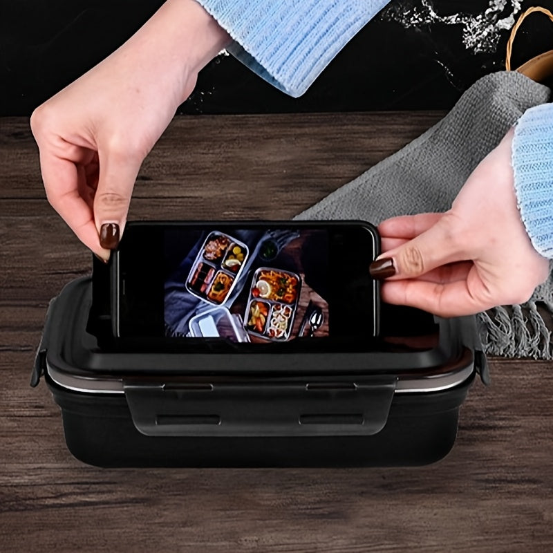 Leak-Proof Stainless Steel Bento Lunch Box with 3 Compartments - Durable & Easy to Clean - Perfect for School, Work & Travel