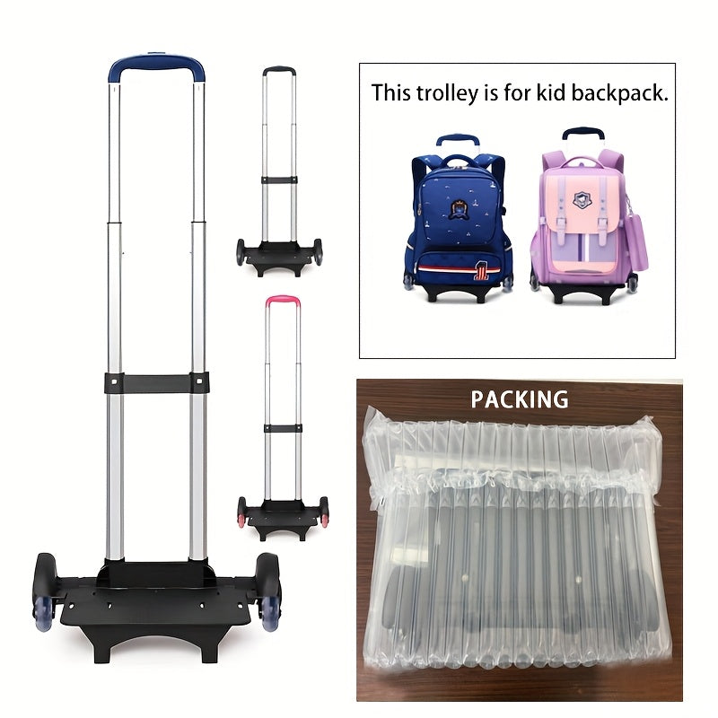 6-Wheel Retractable Trolley Backpack - Foldable & Portable with Rubber Wheels