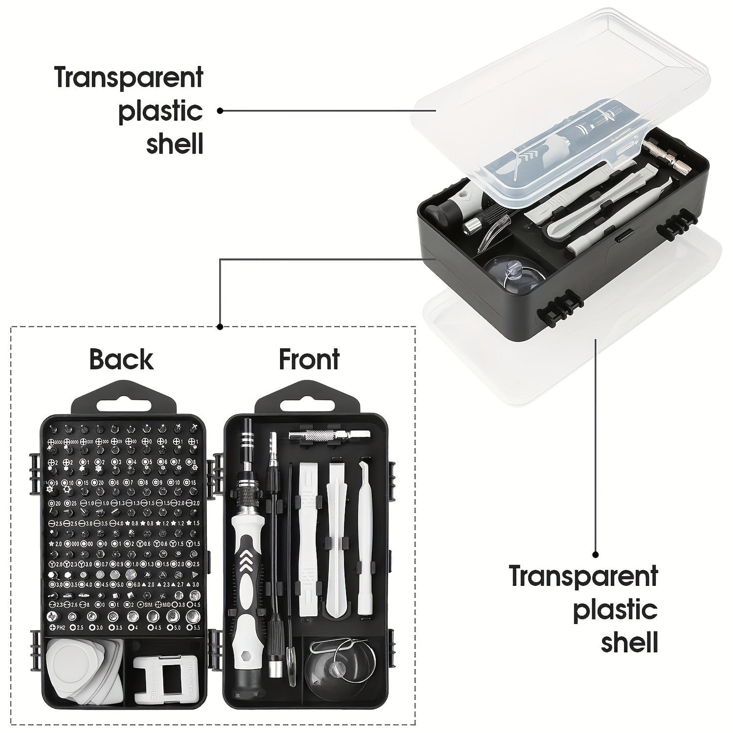 115pcs Precision Screwdriver Set - Chrome Vanadium Steel, Ergonomic, Magnetic, for Electronics & More