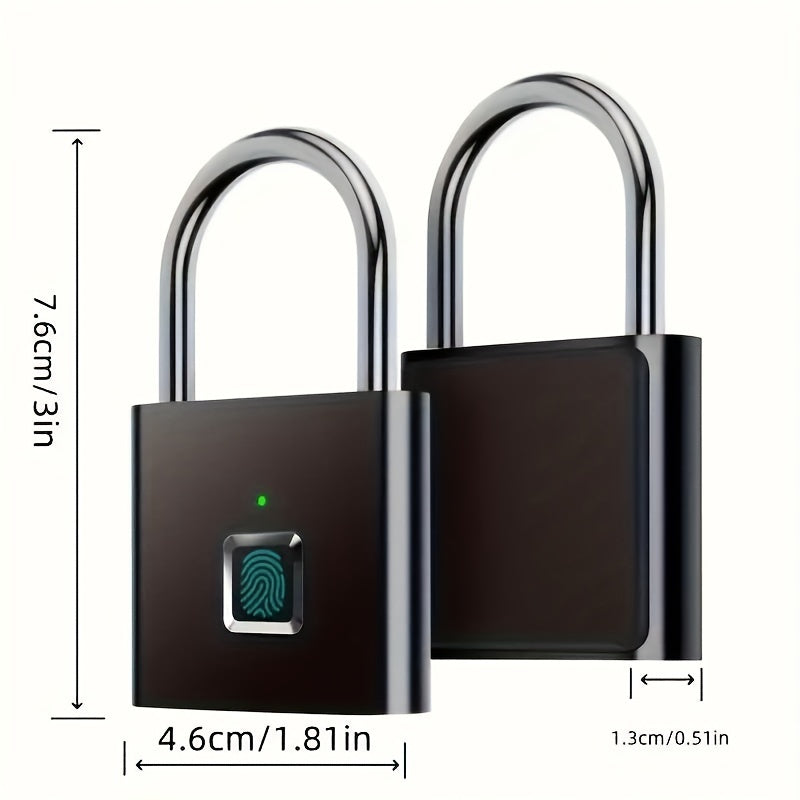 Compact Smart Fingerprint Padlock - Keyless, USB Rechargeable, Waterproof Security for Luggage & Backpacks