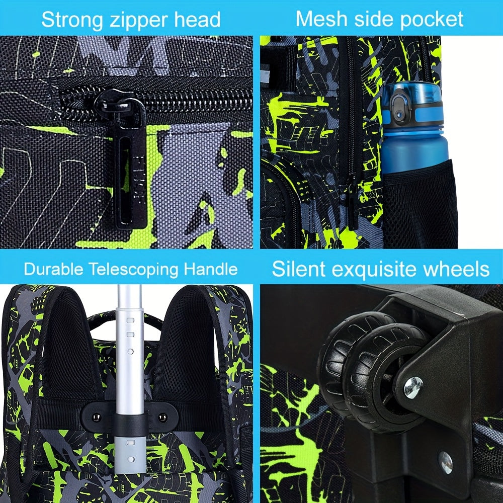 3pcs Rolling Backpack for Boys and Men with Wheels, 48.26 cm, Blue - CCJPX