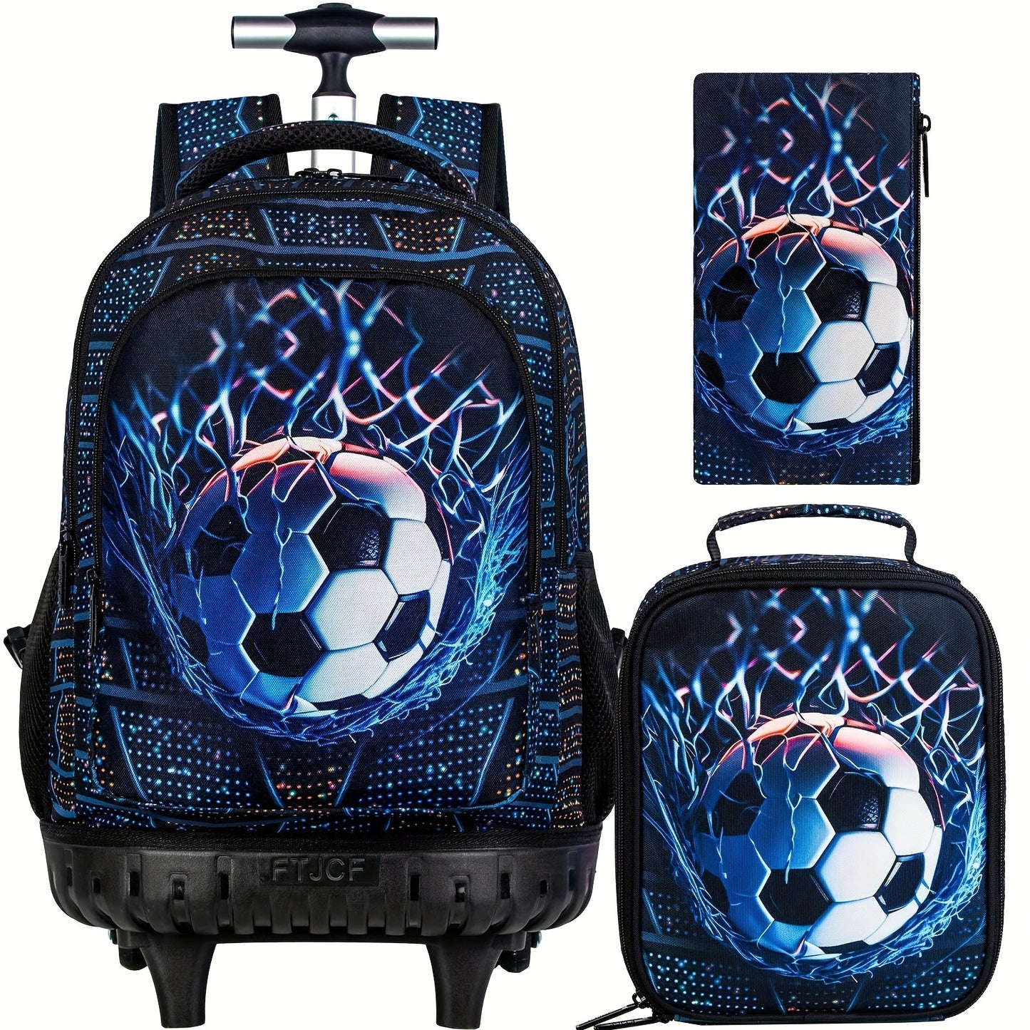 Rolling Backpack with Wheels - Durable Polyester, Adjustable Straps, Zip Closure