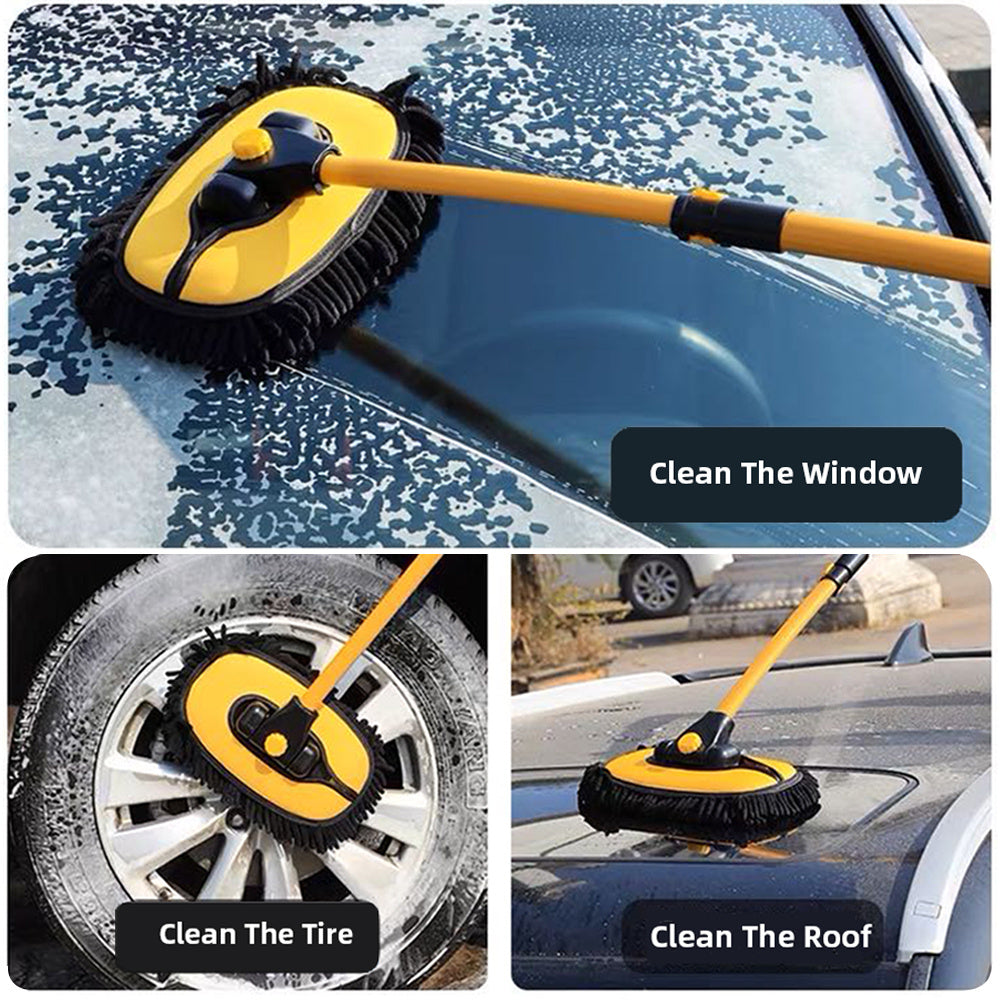 Telescoping Car Cleaning Brush with Microfiber Chenille - Adjustable Long Handle