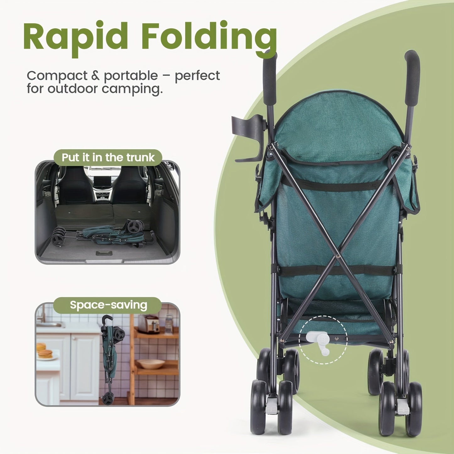 Lightweight Foldable Baby Travel Stroller with Sun Canopy & Storage - Compact & Sturdy for Infants & Toddlers - Ideal for Travel & Shopping