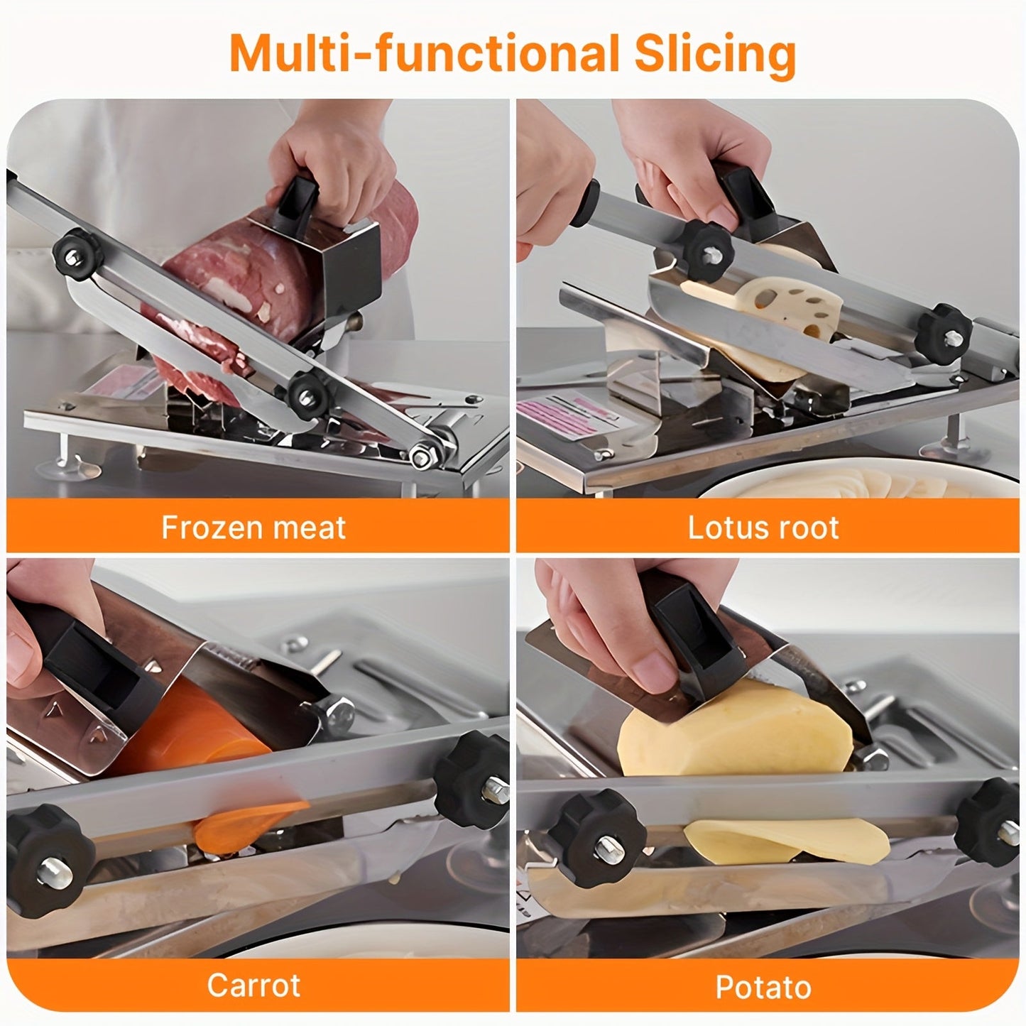 Heavy-Duty Manual Meat Slicer - Adjustable Thickness & Easy-Clean Design
