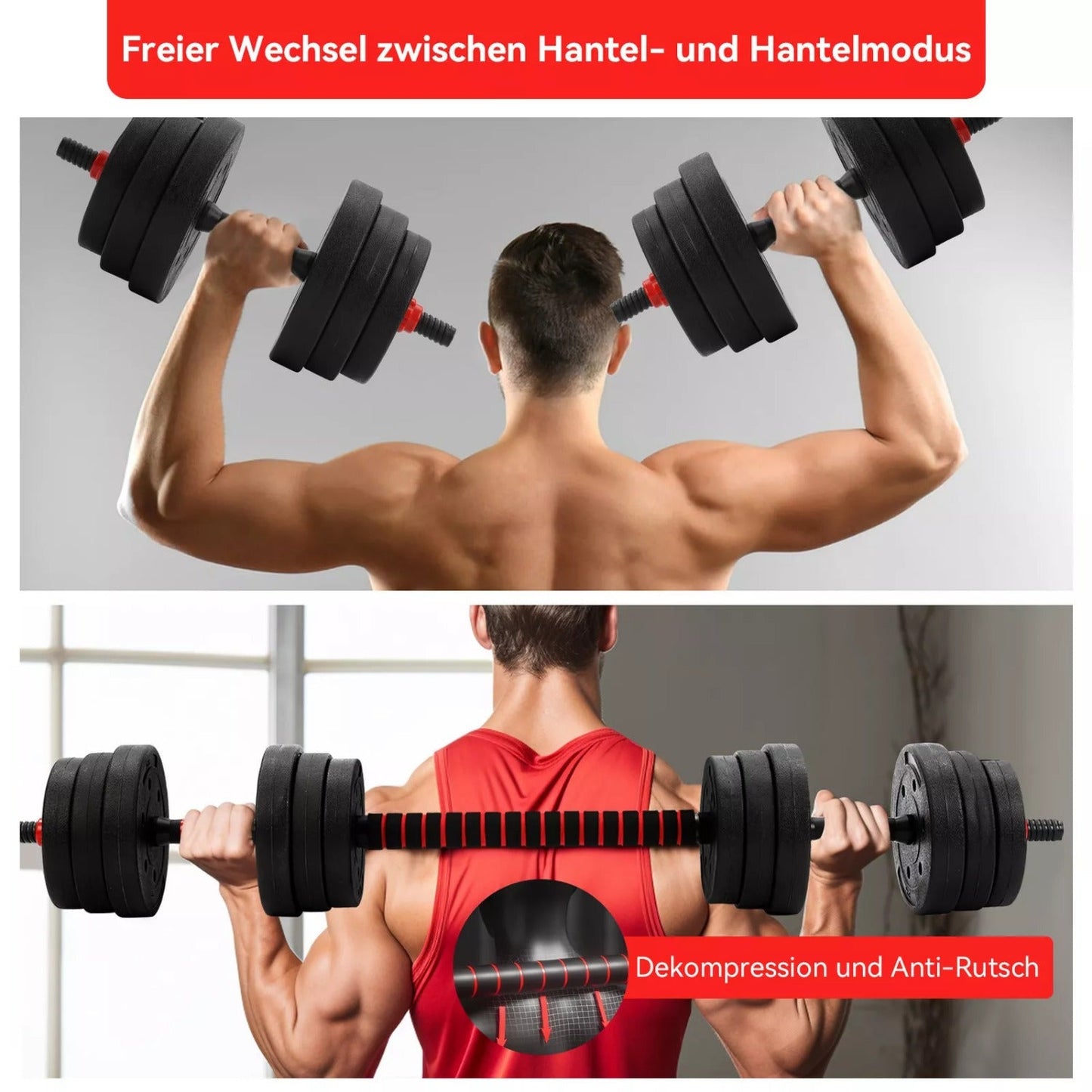 30kg Dumbbell and Barbell Set for Strength Training - Adjustable Weights, PVC Material, Ideal for Home Gym, Fitness and Weightlifting