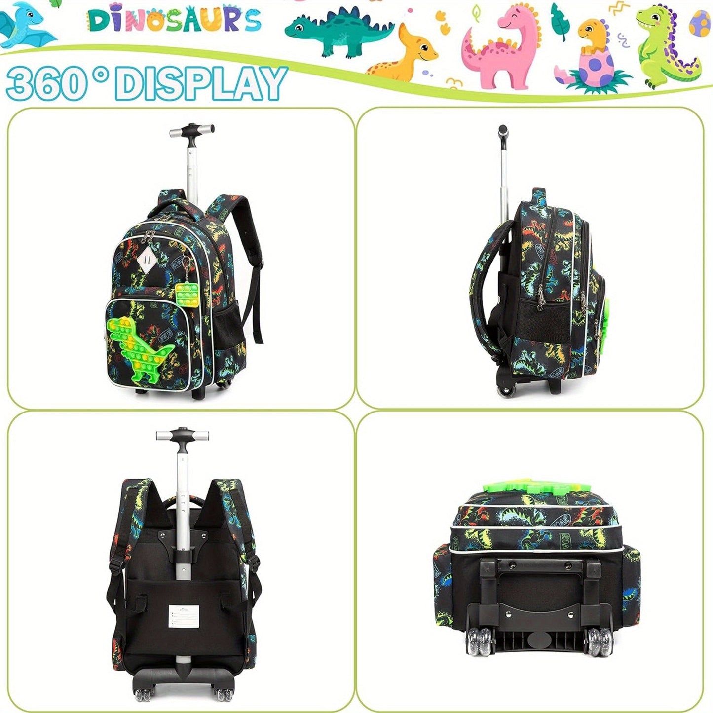 Meetbelify Rolling Backpack for Boys with Wheels - Perfect for Ages 6-8