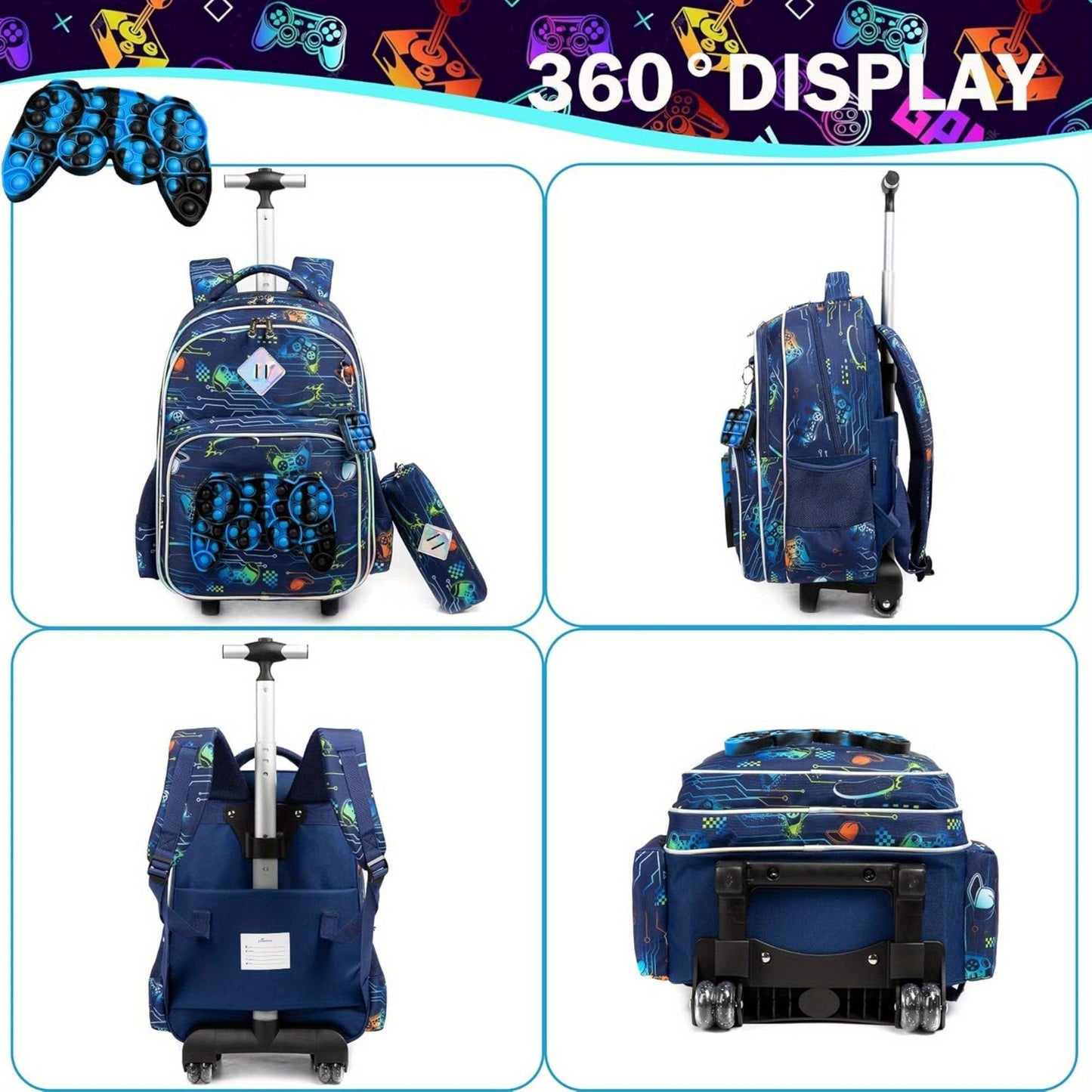 Meetbelify Rolling Backpack for Boys with Wheels - Perfect for Ages 6-8