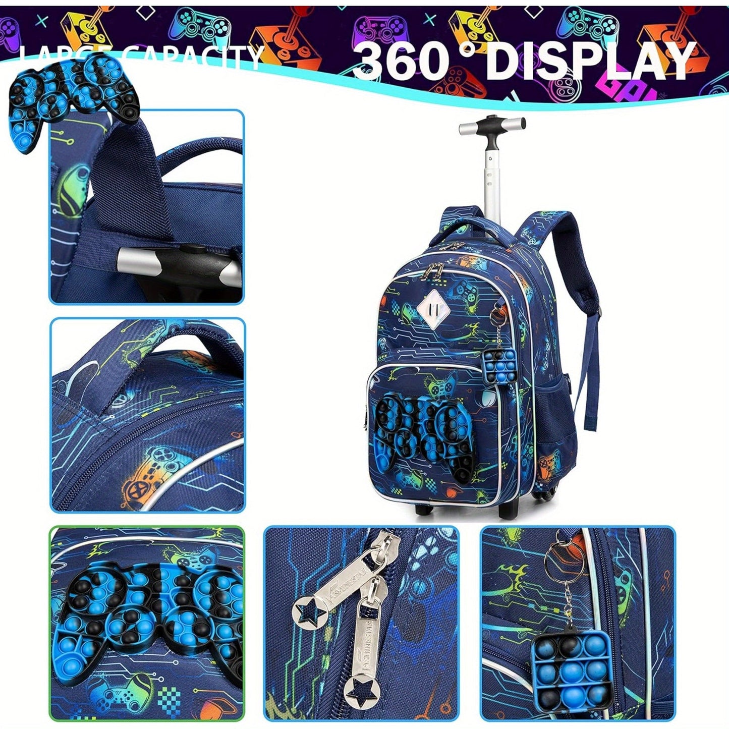Meetbelify Rolling Backpack for Boys with Wheels - Perfect for Ages 6-8