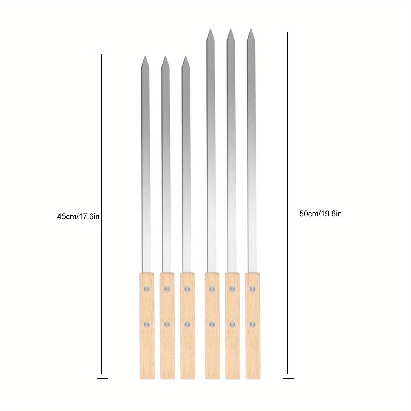 Heavy Duty Stainless Steel BBQ Skewers with Wooden Handles | Durable Outdoor Grill Utensils