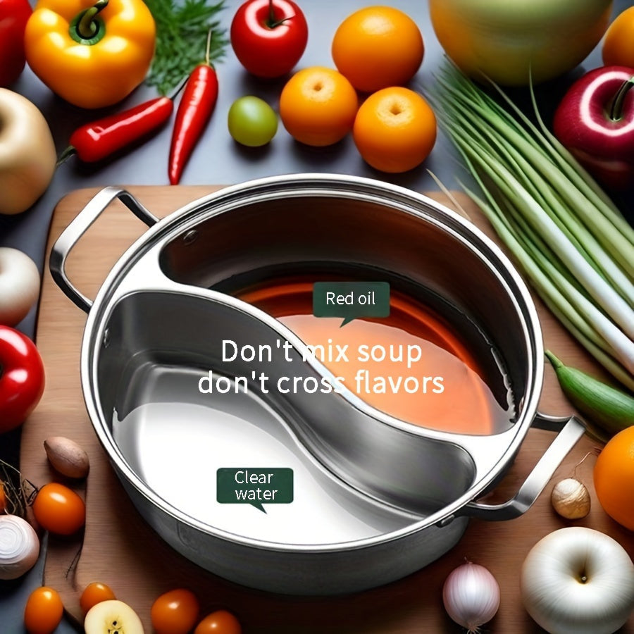 12.2-inch Dual Flavor Stainless Steel Hot Pot - Mandarin Duck Design for Induction Cookers