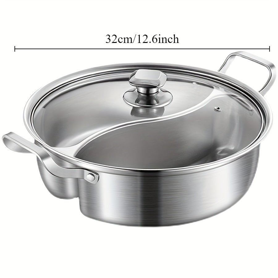 12.2-inch Dual Flavor Stainless Steel Hot Pot - Mandarin Duck Design for Induction Cookers