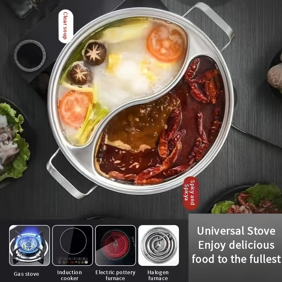 12.2-inch Dual Flavor Stainless Steel Hot Pot - Mandarin Duck Design for Induction Cookers