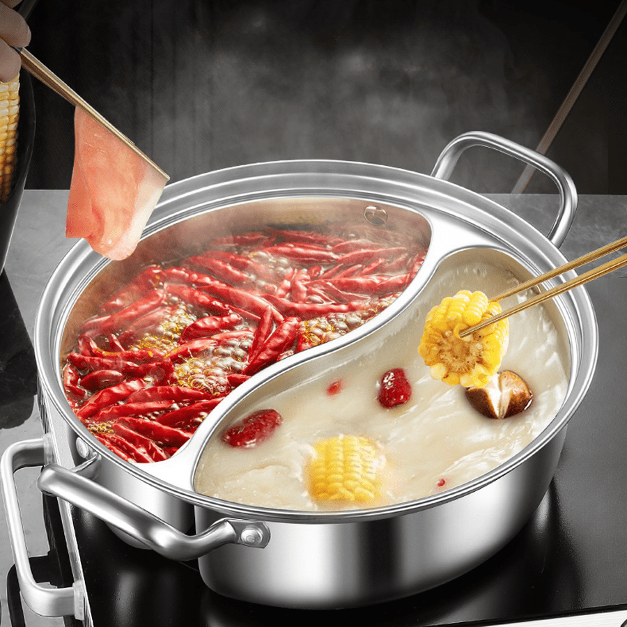 12.2-inch Dual Flavor Stainless Steel Hot Pot - Mandarin Duck Design for Induction Cookers