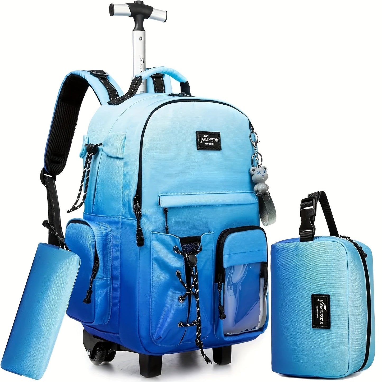 3pcs Rolling School Bags for Girls - Wheeled Backpack & Trolley Luggage
