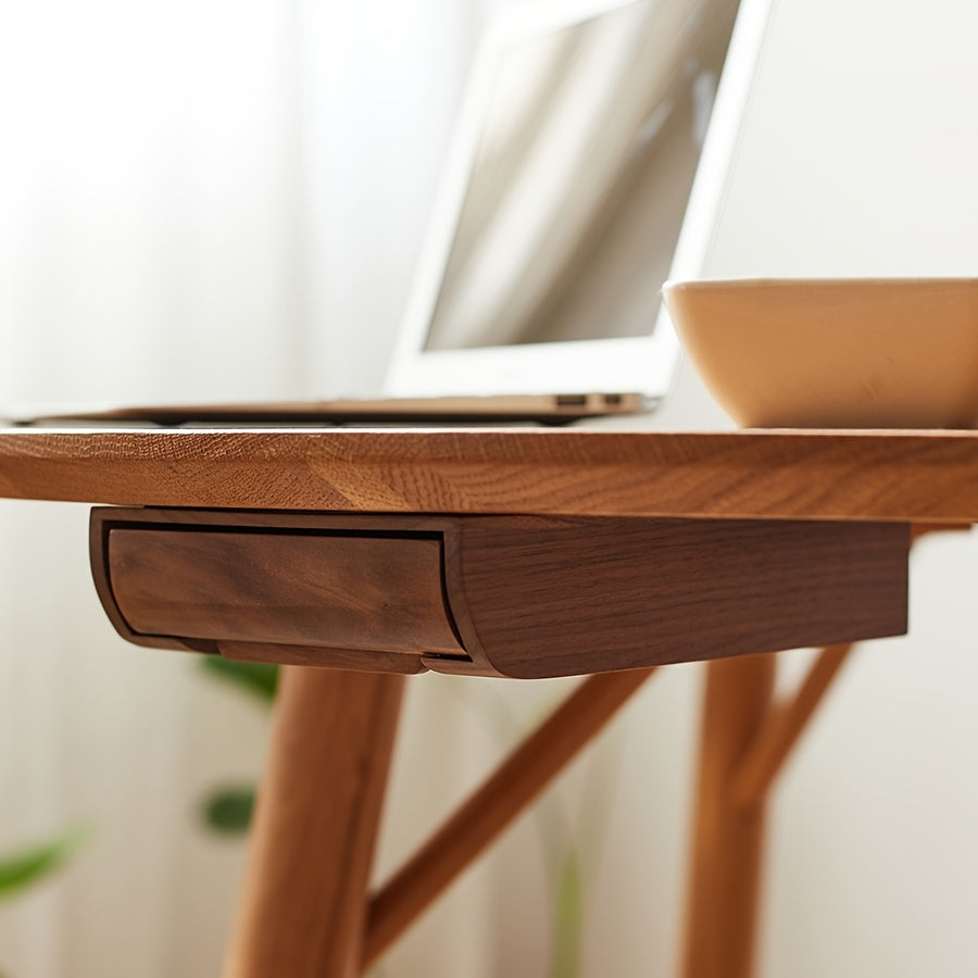Walnut Bamboo Wood Under Desk Drawer Organizer - Self-Adhesive Slide-Out Pencil Holder