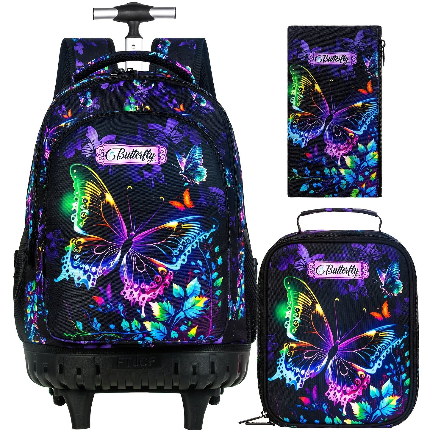 Rolling Backpack with Wheels - Durable Polyester, Adjustable Straps, Zip Closure