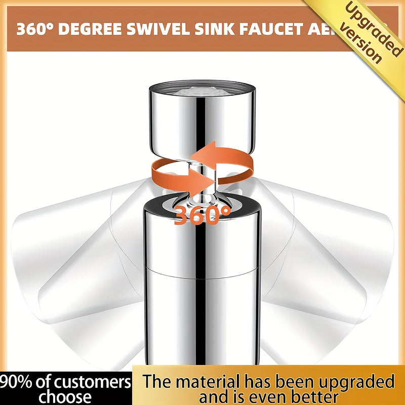360° Rotating Splash-Free Faucet - Chrome Finish, Dual Flow Modes, Extended Sprayer, Foam Option for Kitchen & Bathroom Sinks