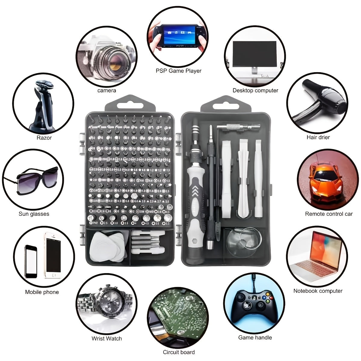 115pcs Precision Screwdriver Set - Chrome Vanadium Steel, Ergonomic, Magnetic, for Electronics & More