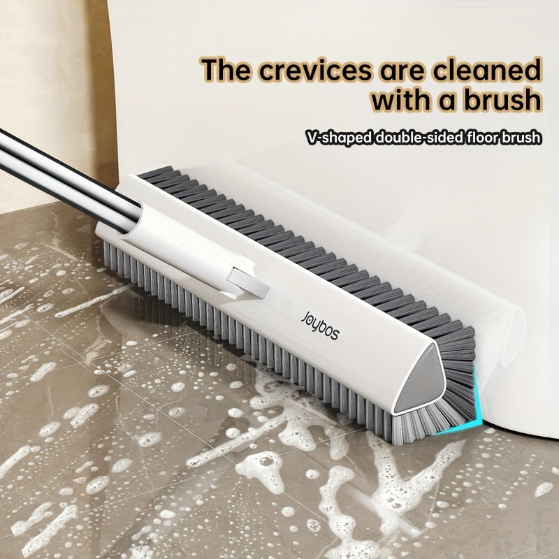Joybos Dual-Sided Cleaning Brush with Long Handle & Swivel V-Shaped Head
