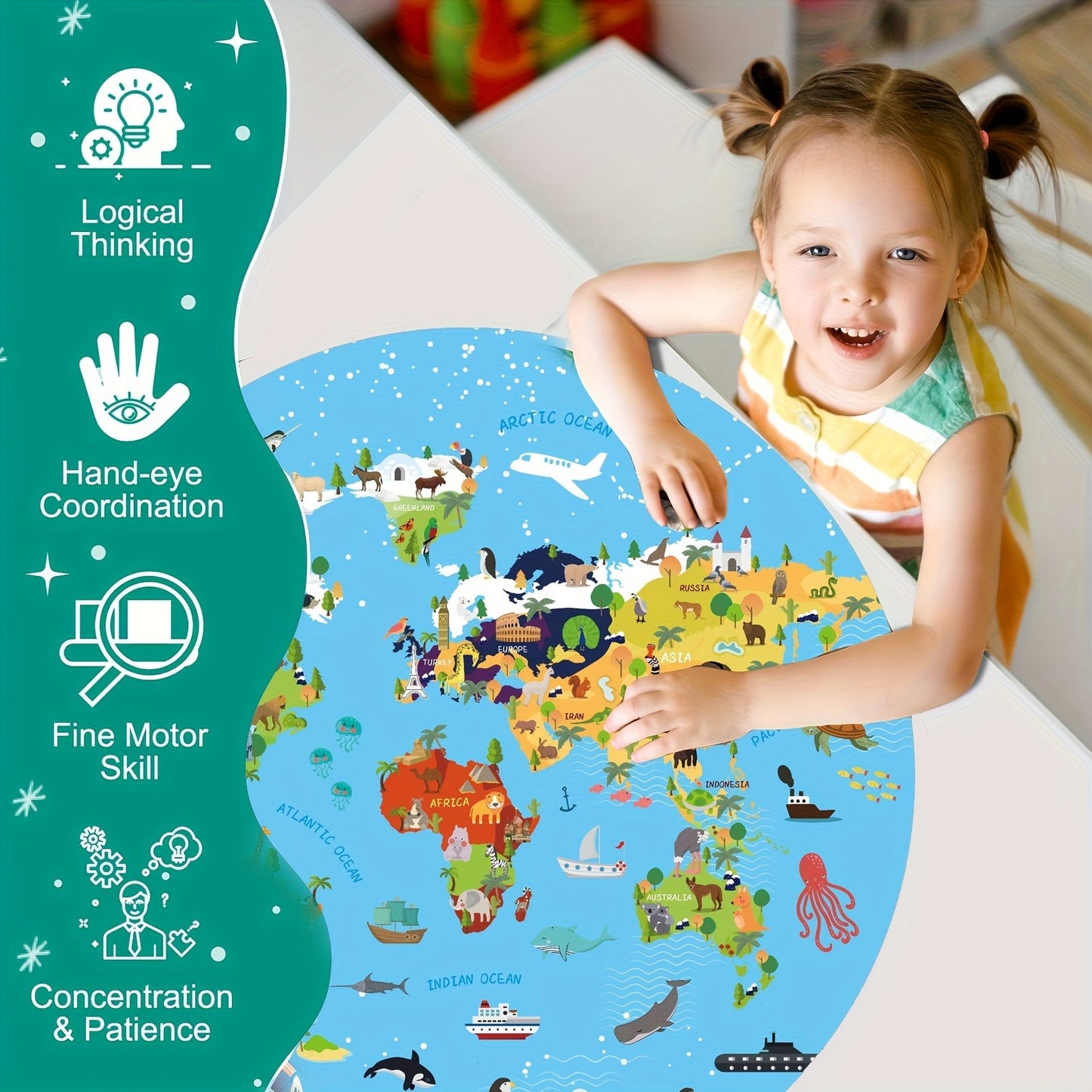 70pcs Animal Floor Puzzle – Educational Circular Design with Vibrant Patterns – Durable and Ideal for Early Learning & Family Interaction