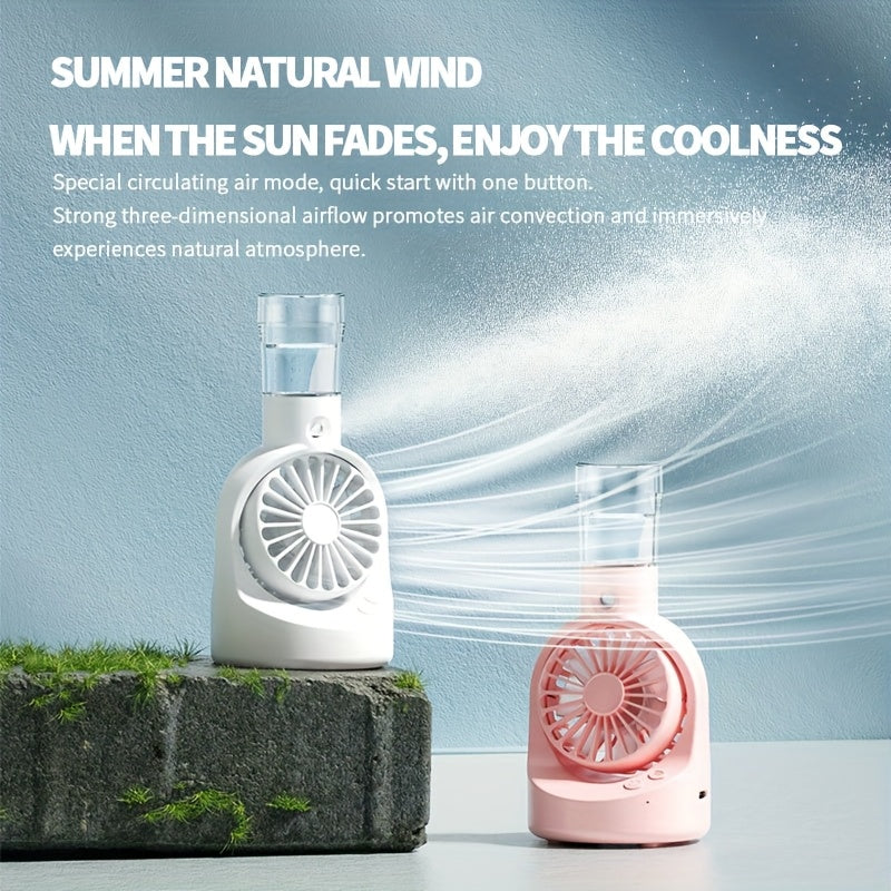 SENBOWE 2-in-1 USB Fan & Humidifier - Portable, Quiet, 4 Speeds, Adjustable Humidity - Ideal for Home & Office