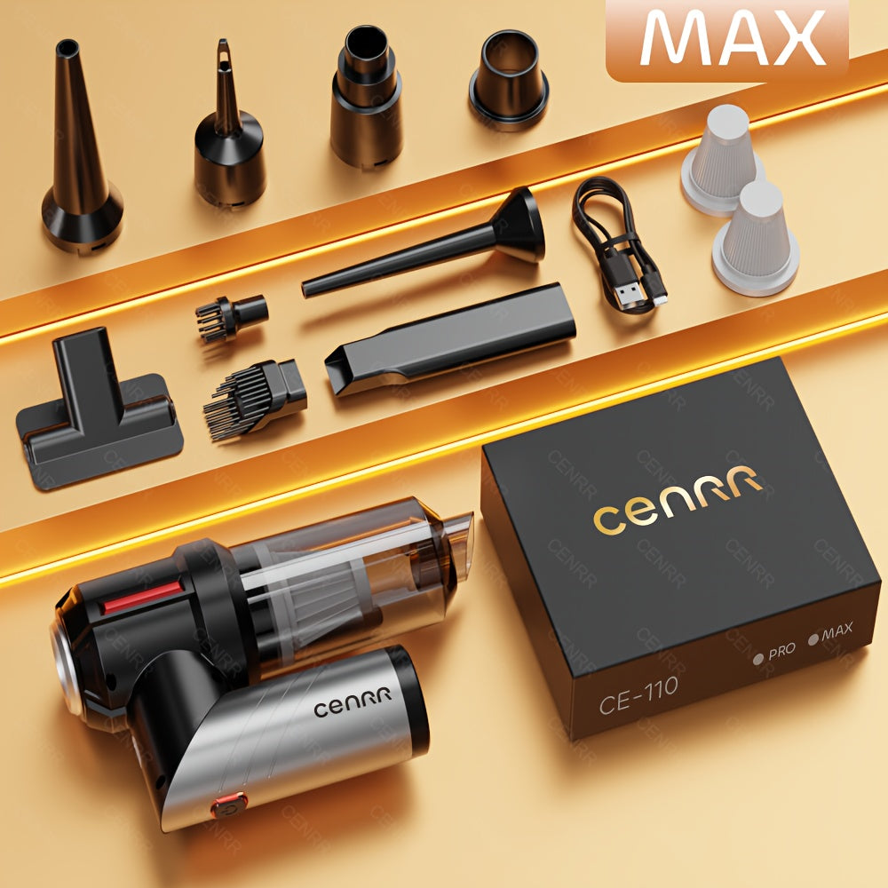 CENRR 16000PA Foldable Car Vacuum Cleaner | 100W Brushless Motor | 9 Attachments | Ultra Quiet 75dB | Wireless Handheld Auto/Home Cleaning