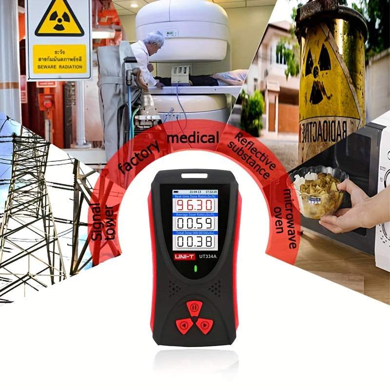 Rechargeable UNI-T UT334A Digital Nuclear Radiation Detector – Portable GM Geiger Counter for Β-Γ X-Rays with LCD Display