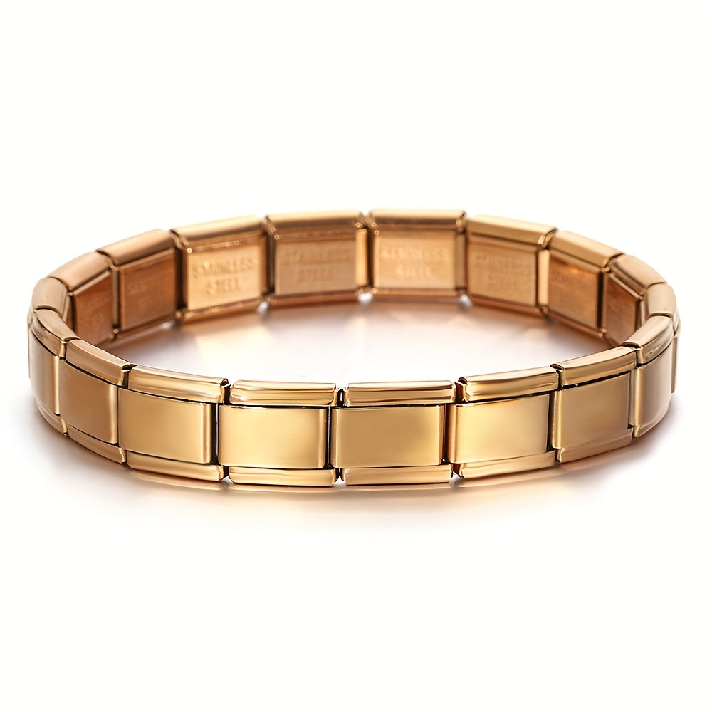 Stainless Steel Golden Elastic Bracelet - Perfect Valentine's Day Gift for Men & Women