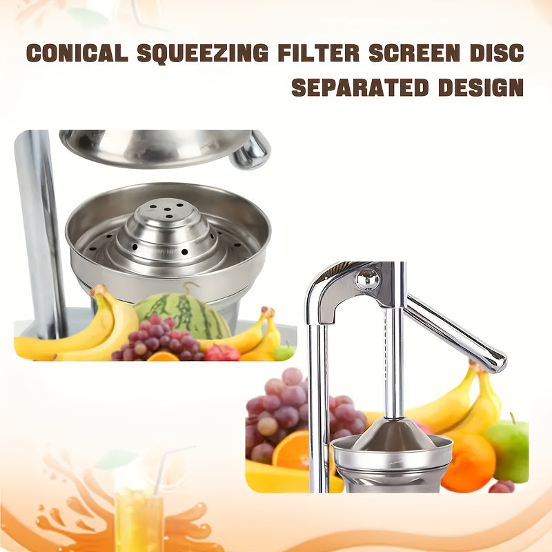 High-Yield Stainless Steel Manual Juicer, Easy-Clean & Durable for Citrus Fruits