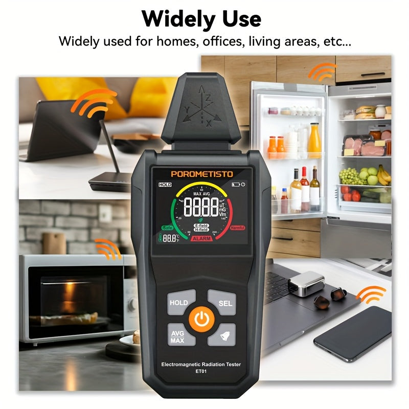 ET01 EMF Meter - 4000 Counts, Auto/Manual Range, Battery-Powered Home Tester