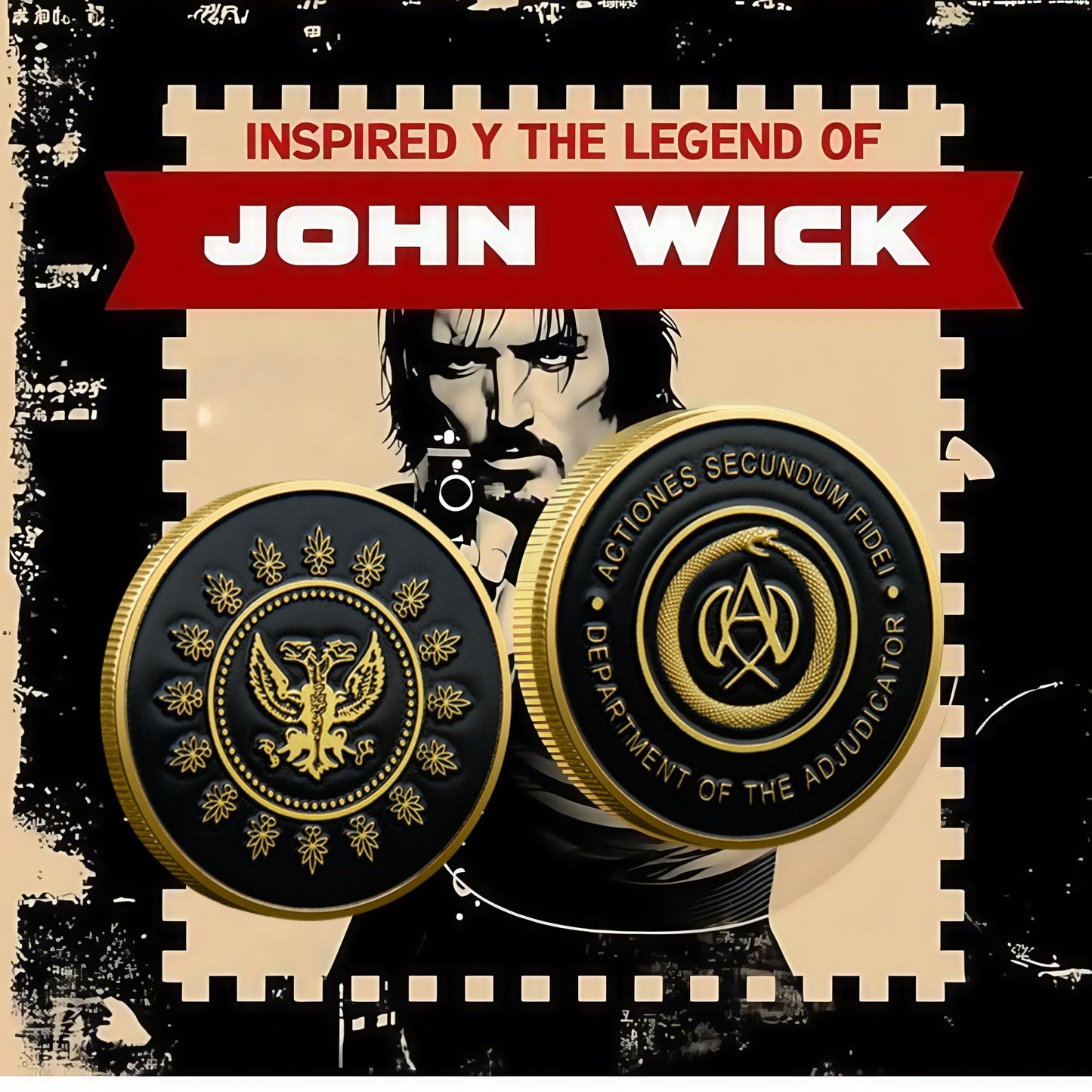 John Wick Continental Coin Official Movie Prop Replica - Heavy-Duty Metal with Dustproof Case