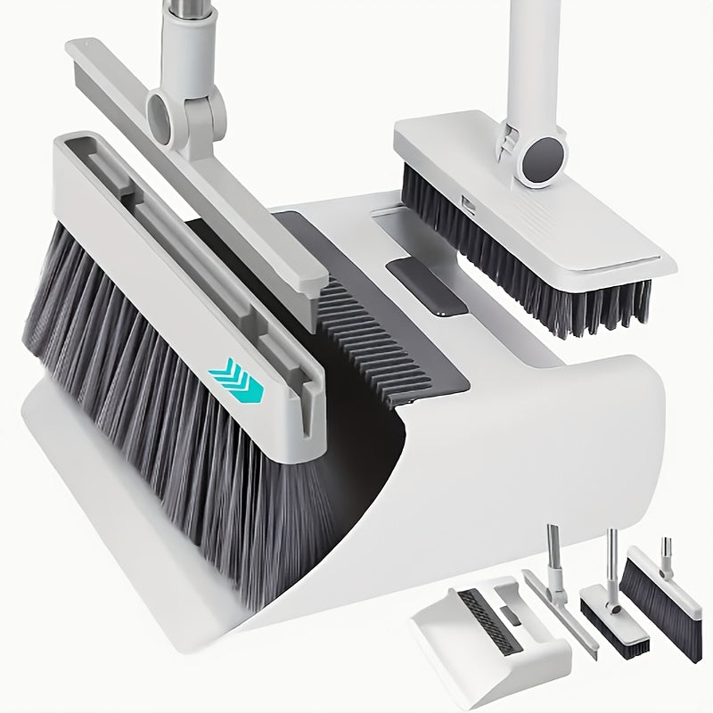 4-In-1 Foldable Broom And Dustpan Set - Compact Design for Easy Home Cleaning