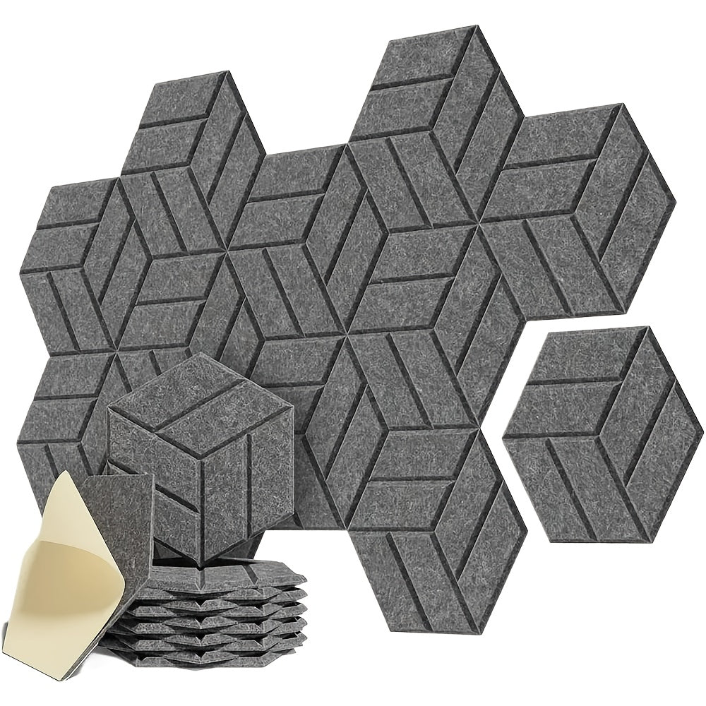 12pcs Self-Adhesive Acoustic Panels - High Density Soundproof Foam, Flame Resistant, Noise Absorbing & Echo Eliminating (Black/Dark Gray/White)