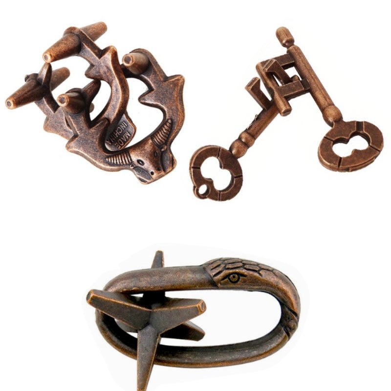 3pcs Metal Puzzle Set - Unlock Toy Brain Teasers for All Ages - Perfect for Gifts & Parties