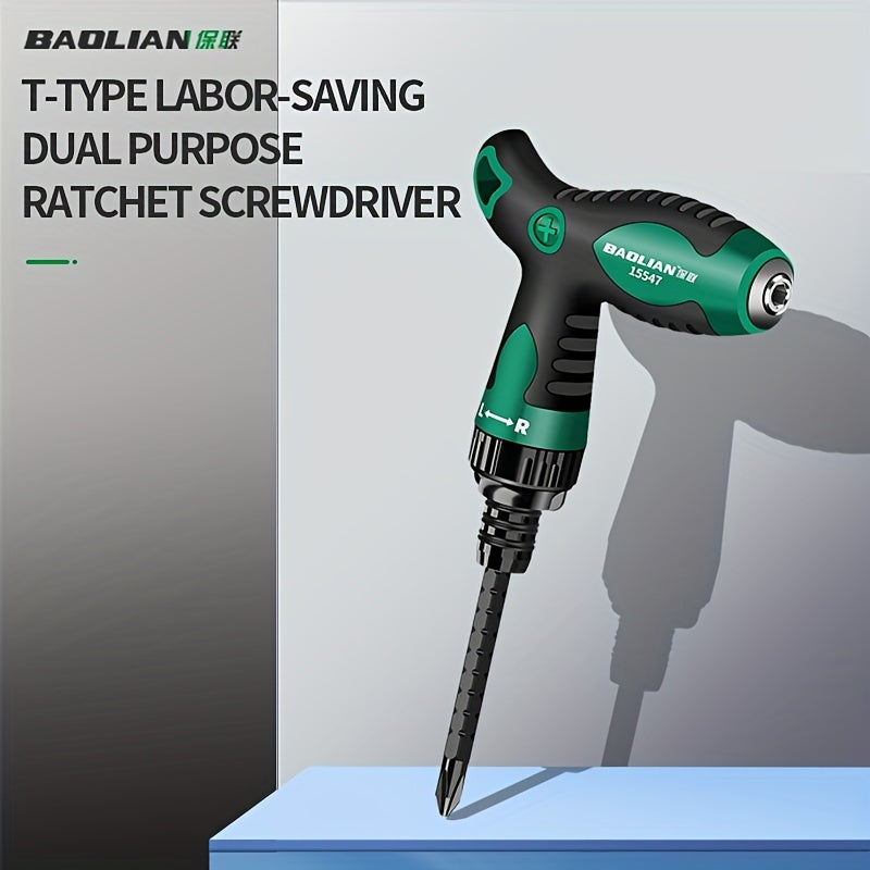 Versatile T-Handle Ratchet Screwdriver with Strong Magnetic Head for Home Repairs & DIY