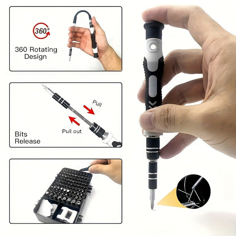115pcs Precision Screwdriver Set - Chrome Vanadium Steel, Ergonomic, Magnetic, for Electronics & More